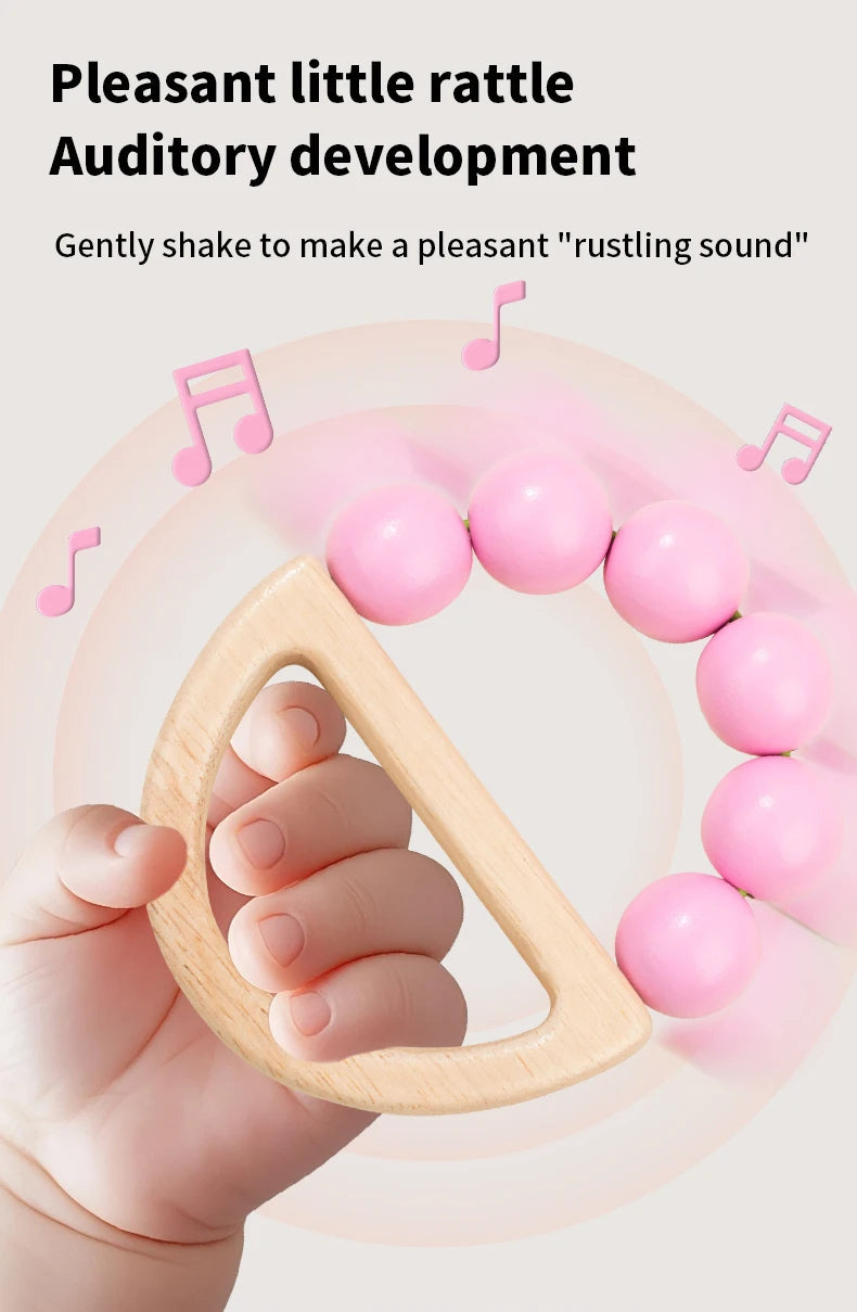 Montessori Wooden Toys Colorful Baby Rattle Set Safe Food Grade Wood Rattle Soother Bracelet Set Toddler Toy Bell Gift Good Vibrations