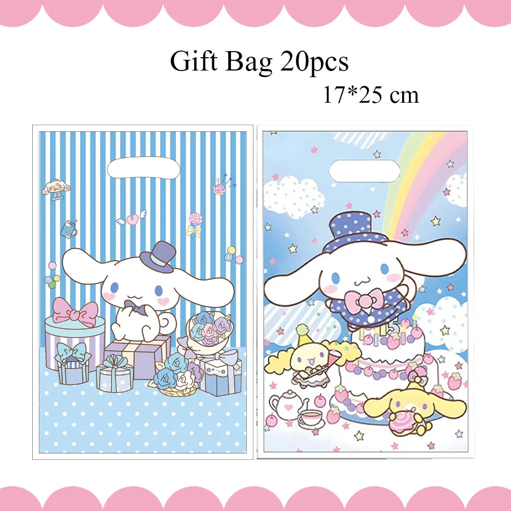 Cartoon Cinnamon Dog Birthday Decoration Mascot Disposable Tableware Plate Tablecloh Cup Baby Shower Girls Party Supplies Good Vibrations