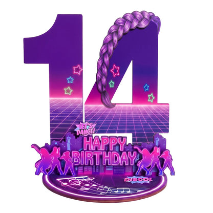 purple disco Music Dance Party Supplies，purple Birthday Centerpiece for Party Decor Wooden Table Photo Prop Number Sign Good Vibrations