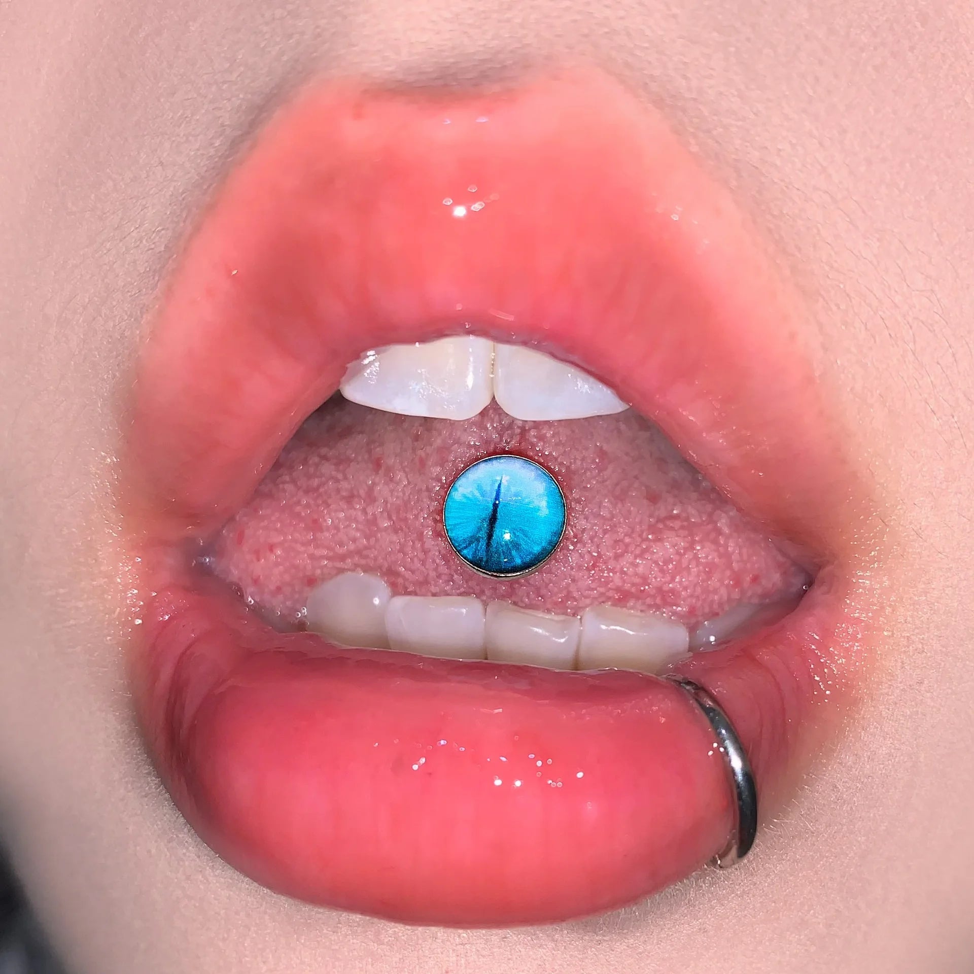 New Trendy Hypoallergenic Stainless Steel Colorful Eye Tongue Rings for Women Tongue Stud Body Piercing Jewelry Good Vibrations