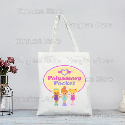 Polly Pocket Print Reusable Shopping Bag Bolsas De Tela Grocery Shopper Shopping Jute Bag Cotton Bag Jute Sacola Reciclaje Good Vibrations