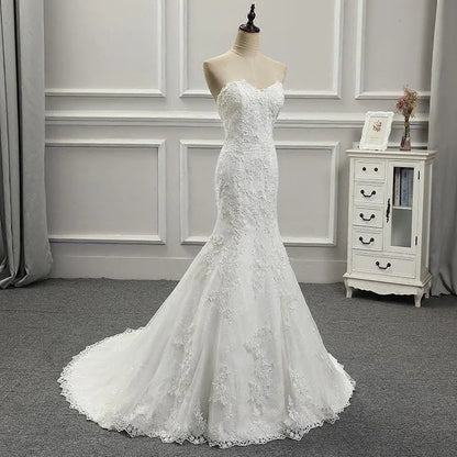 Vestidos Para Mujer Elegantes Para Boda New Strapless Slimming Fishtail Sweet Lace French Light Luxury Bride Light Wedding Dress Good Vibrations