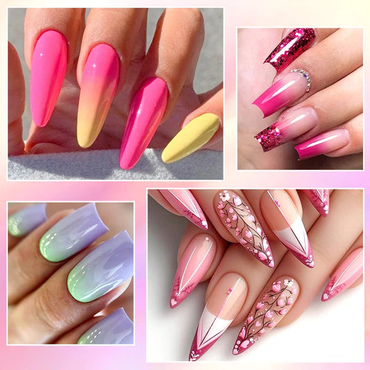 MSRUIOO 6pcs Nude Pink Gel Nail Polish Set Glitter Colorful Semi Permanent UV Gel Kits DIY Nail Art Painting Varnish Manicure Good Vibrations