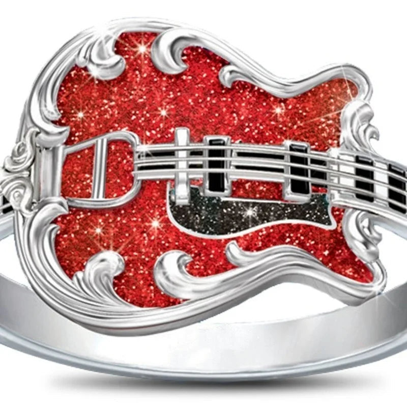 Party Banquet Ring for men Birthday Christmas  Exquisite Guitar Ring Creative Gothic Style Hip Hop Punkd Ring Good Vibrations