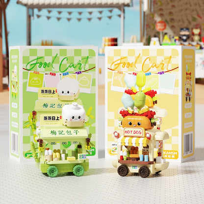 Mini Food Cart Street View Building Blocks Micro Particle DIY Handmade Toys For Kids Creative Gifts Sets Good Vibrations