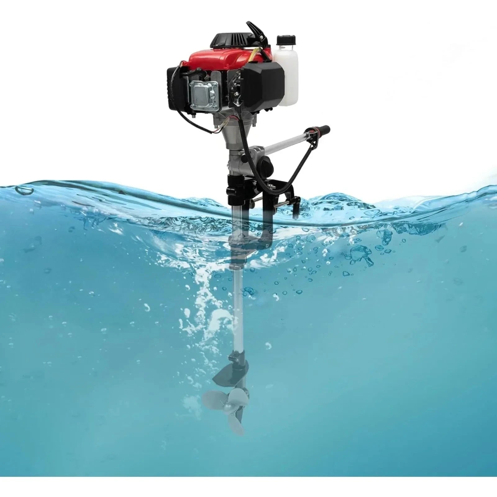 4-Stroke 4HP Boat Outboard Motor 53.2CC, Boat Engine with Air Cooling System for Inflatable Boats, Fishing Boats Good Vibrations