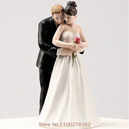 Cake Toppers Dolls Bride and Groom Figurines Funny Wedding Cake Toppers Stand Topper Decoration Supplies Marry Figurine Good Vibrations