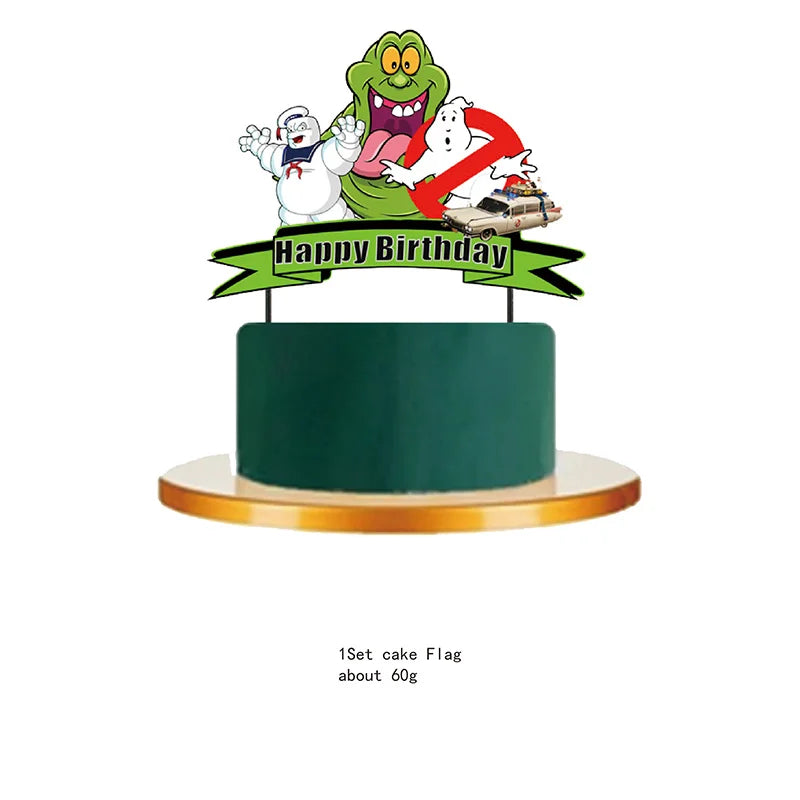 Ghostbuster Balloon Cake Topper Birthday Party Decorations Disposable Tableware Cups Plates Banners Baby Shower Supplies Toy Good Vibrations