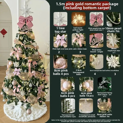 Christmas Tree Tabletop Decor DIY Pink Ornament Set for the Living Room Home Indoor Holiday Decoration Christmas Party Use Good Vibrations