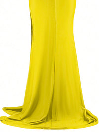 Classic High Slit Evening Dress Women Solid Maxi Long Dresses With Sleeves Wedding Bridesmaid Elegant Party Dresses 2025 Woman Good Vibrations