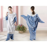 Shark Cosplay Onesie Pajamas  Flannel Loose Couple Adult Camping Sleeping Bag Wearable Blanket Funny Gifts Pajama Party Costume Good Vibrations