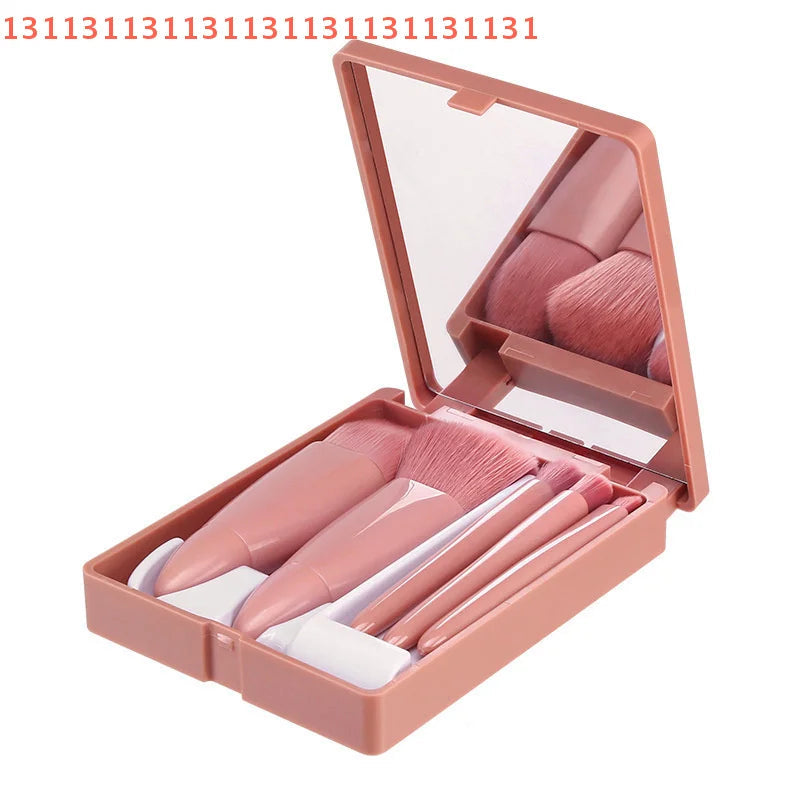 5pcs Travel Size Makeup Brushes Set Mini Makeup Brushes, Small Complete Function Cosmetic Brushes Kit With Case And Mirror Perfe Good Vibrations