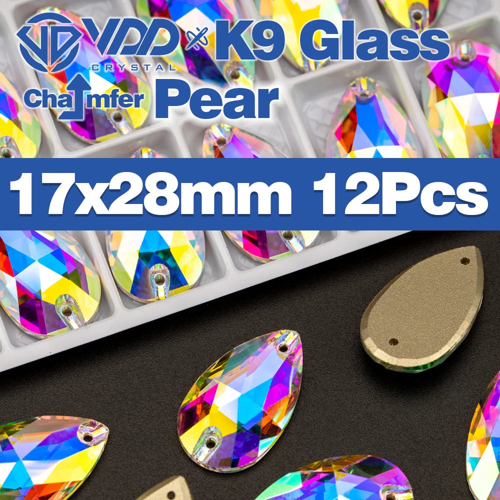 VDD Chamfer AAAAA Top Quality K9 Glass Sew On Rhinestones Sewing Crystal AB Flatback Stone For Clothes Accessories Wedding Dress Good Vibrations