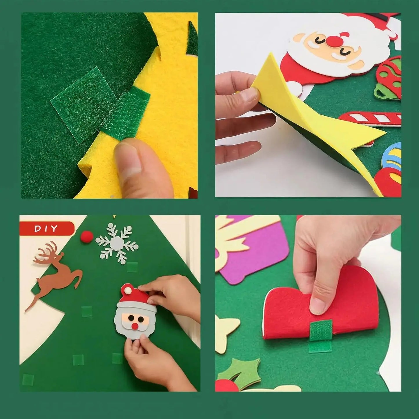 Felt Christmas Tree with Ornaments DIY Cristmas Ornament Xmas Navidad Gifts Santa Claus New Year Door Wall Hanging Decorations Good Vibrations