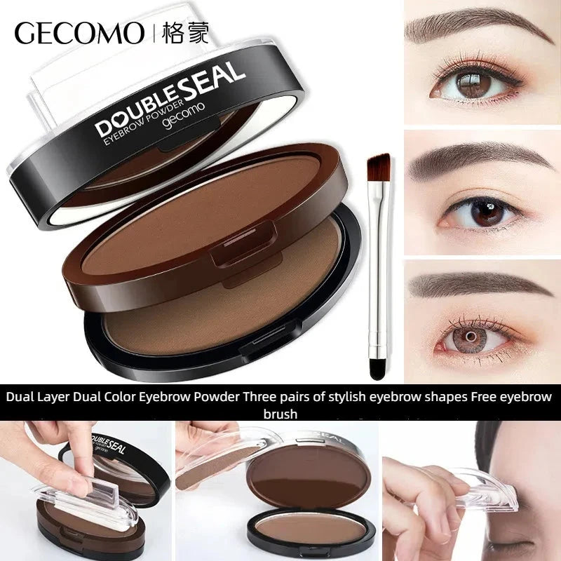 Dual Layer Dual Color Stamp Brow Powder Quick Makeup Brow Stamps Waterproof Powder Palette for Eyebrows Eye Brow Tint Makeup Good Vibrations