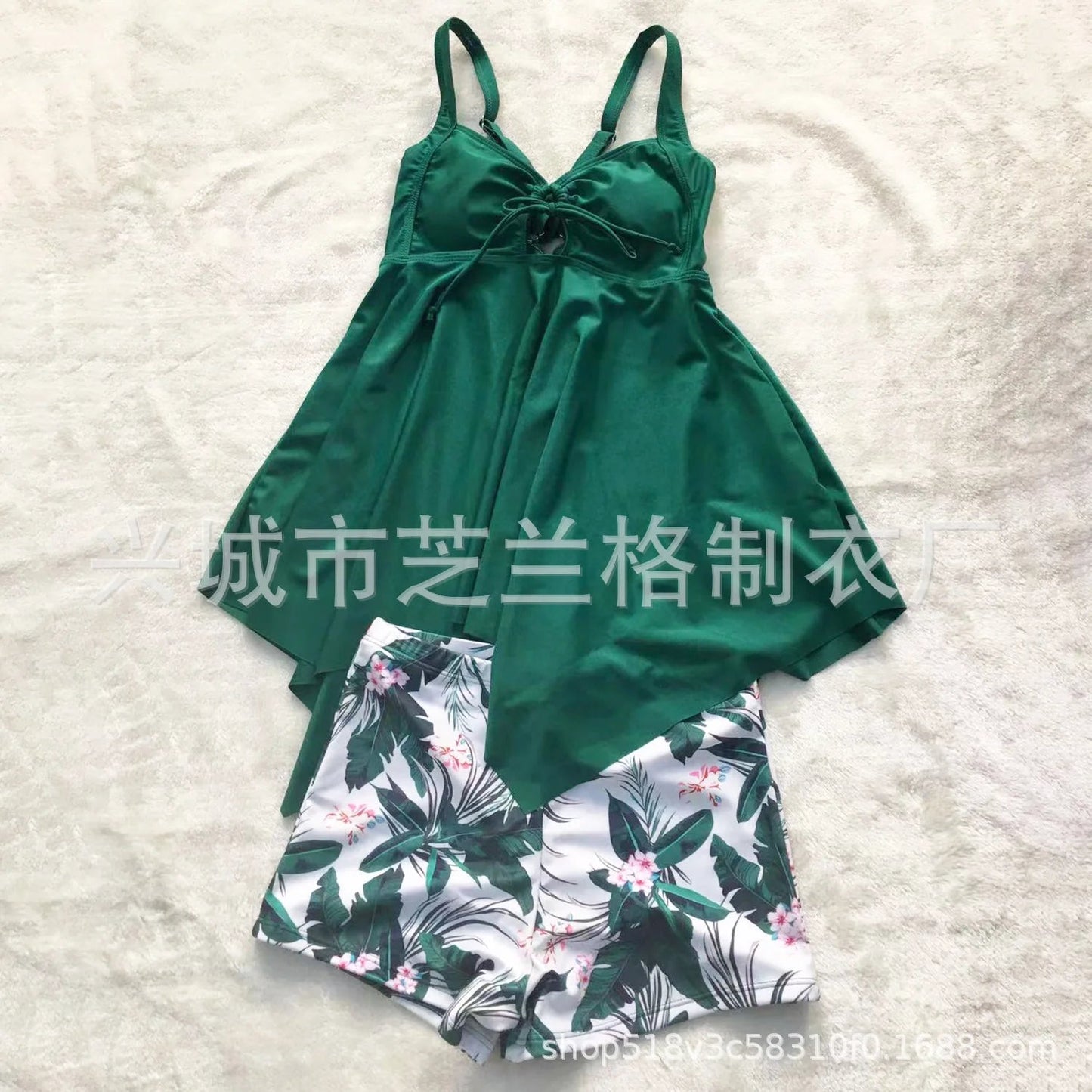 Plus Size Women's Swimsuit Cover-Up Slimming Print Skirt Style Two-Piece Swimwear Flat Briefs Bikini Set from Mainland China Good Vibrations