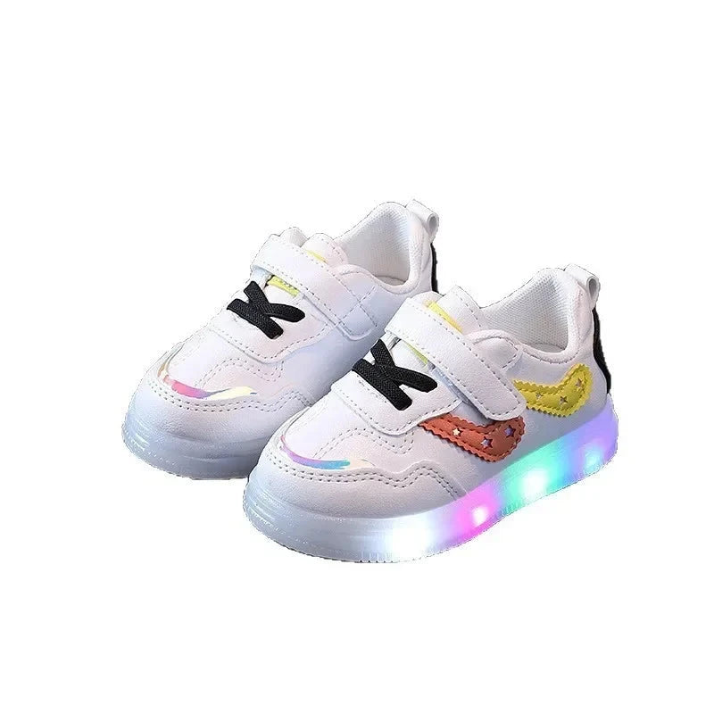 Autumn Light Baby Boy Girls Casual Shoes Outdoor Soft Sole Cute Print Sports Child Sneakers Non-slip Design Kids Shoe Size 21-30 Good Vibrations