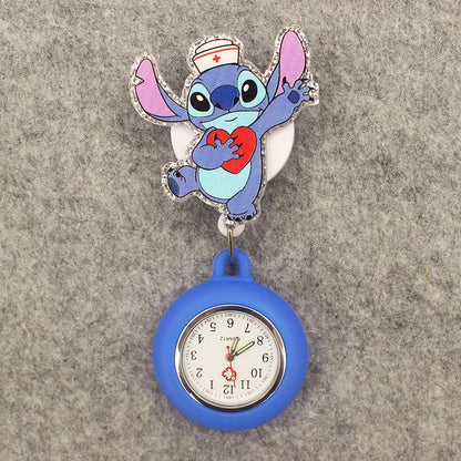 Cute Friends Pig Bear Blue Mouse Style Pocket Watch Retractable And With Clip For Men And Women Good Vibrations