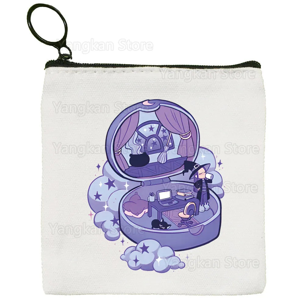 Kawaii Polly Pocket Bag Pure White Bag Handmade Cloth  Coin Purse Whiteboard Bag Handbag Good Vibrations