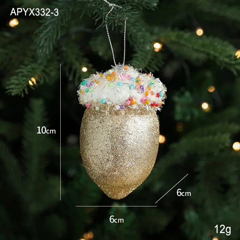 2025 Creative Christmas Hanging Cute Ice Cream Pendant Navidad 2026 Christmas Decor Xmas Tree Decor New Year Gift Toys Good Vibrations