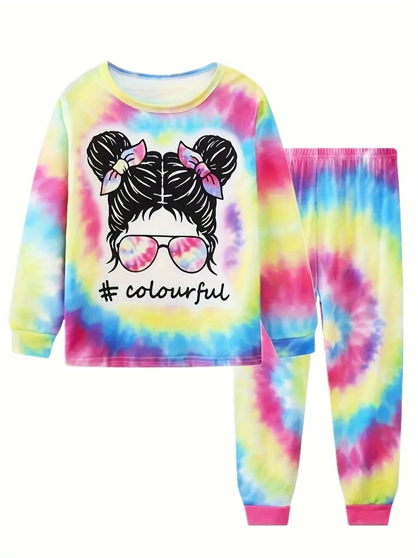 Girls Unicorn Cartoon Long Sleeve Pajamas Two Piece Set Good Vibrations