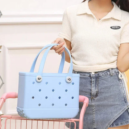 EVA Waterproof Summer Storage Basket Mini Kid Beach Bogg Bag Women Shopping Bag Picnic Rubber Jelly Tote Bogg Bag Kid Purses Good Vibrations