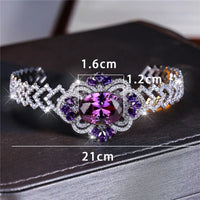 Charm Female Purple Zircon Stone Oval Bracelet Cute Silver Color Adjustable Summer Wedding Jewelry For Women Good Vibrations