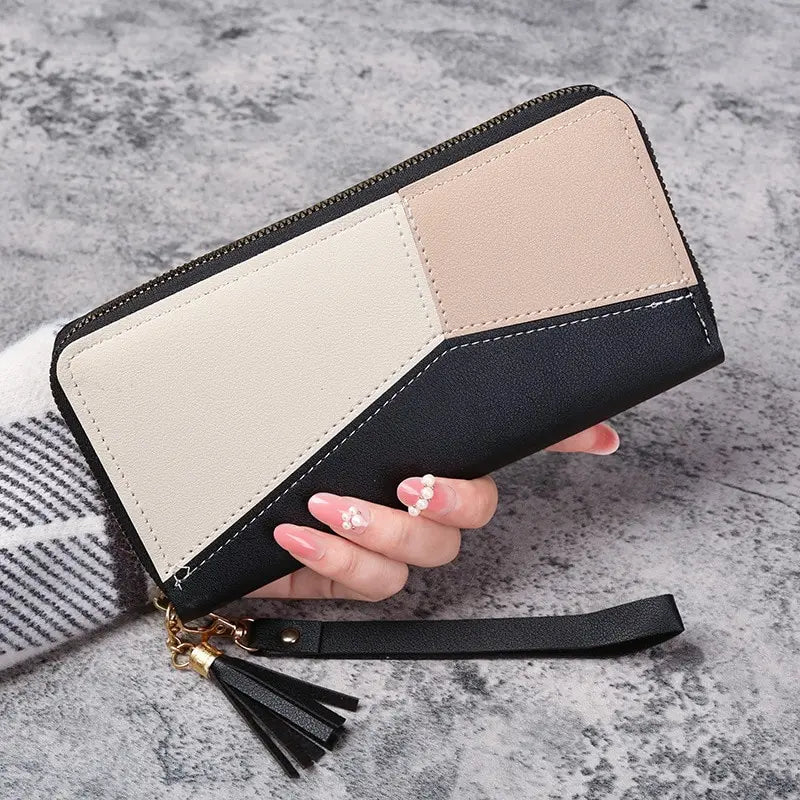 Fashion Zipper Wallets Womens Long Purses Handbags Coin Purse Cards Holder PU Leather Billfold Wallet Good Vibrations