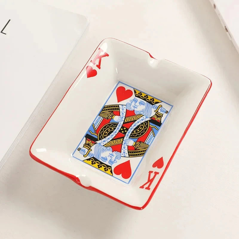 Creative Ceramic Ashtray for Home Office Poker Porcelain Ash Tray Smoking Accessories Living Room Ornament Man Gift Good Vibrations Adult Super Store