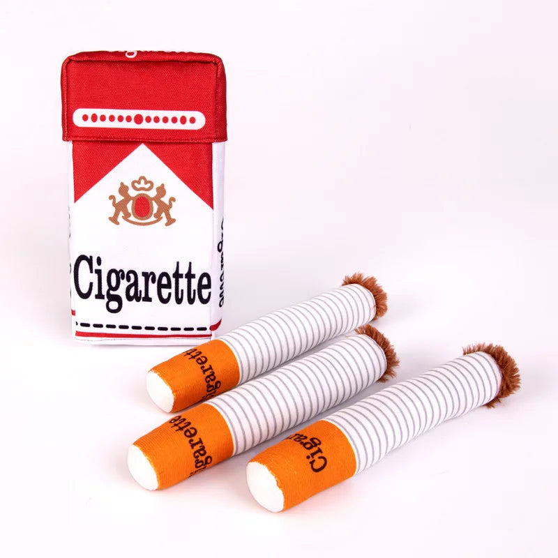 Cigarettes Dog Toy Imitation Cigar Chew Toy Interactive Plush Dog Chew Toy Funny Stuffed Dog Toys Novelty for Chewing Teething Good Vibrations