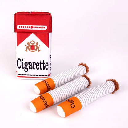 Cigarettes Dog Toy Imitation Cigar Chew Toy Interactive Plush Dog Chew Toy Funny Stuffed Dog Toys Novelty for Chewing Teething Good Vibrations