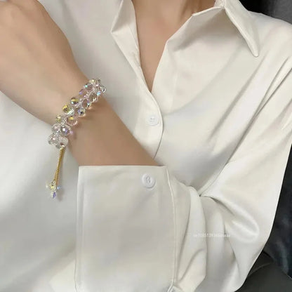 Stylish Multicolored Artificial Crystal Bracelet Fashion Shiny Handmade Charm Stone Beads Bracelet for Women Jewelryساعات نسائية Good Vibrations