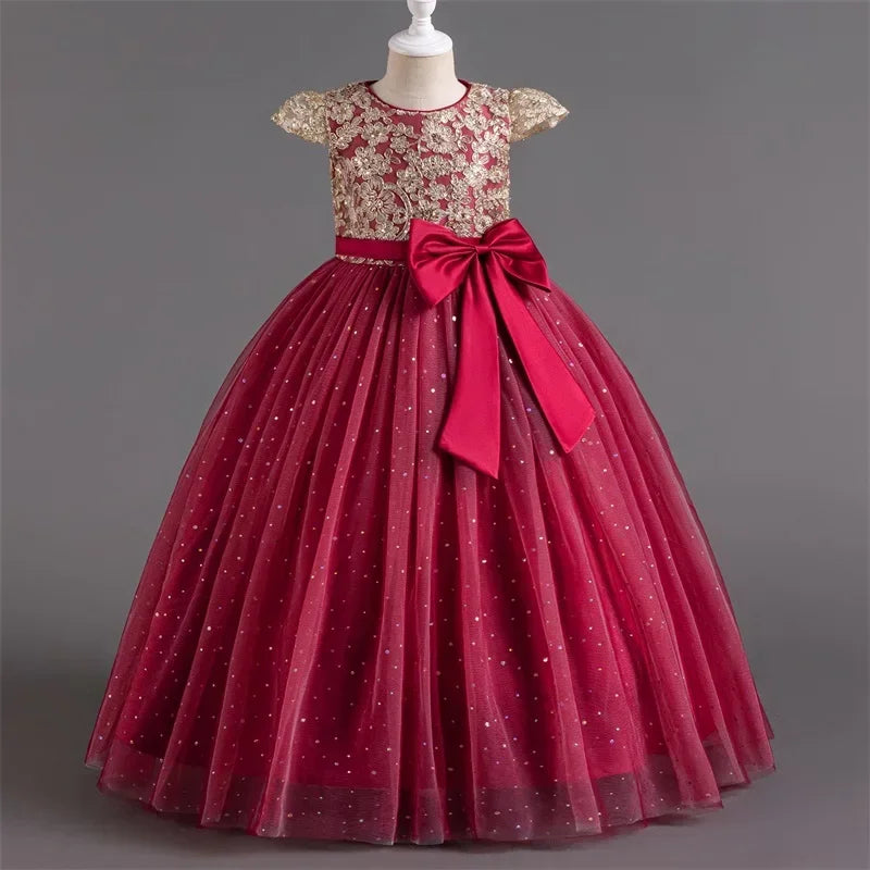 2024 Teen Girls Bridesmaid Flower Dresses for Wedding Elegant Luxury Party Sequin Lace Princess Evening Dress Birthday Prom Gown Good Vibrations