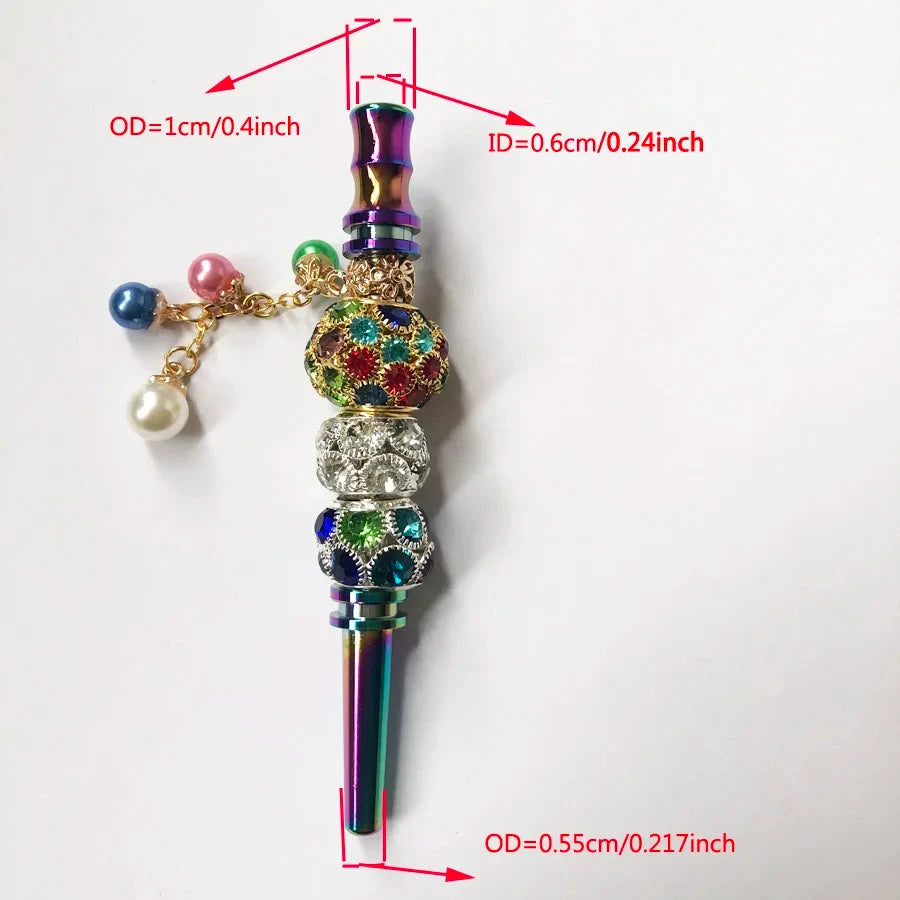 Luxury Bling Zinc Alloy Rainbow Rod Blunt Holder Handmade Metal Hookah Mouthpiece Mouth Tip with Rhinestones Jewelry Good Vibrations Adult Super Store