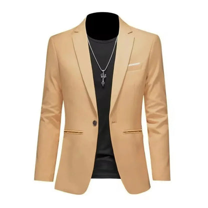 Men's Trendy Leisure Boutique Suit Jacket  Autumn Casual Business Slim Fit Non-ironing Single Button Suit Solid Formal Blouse Good Vibrations