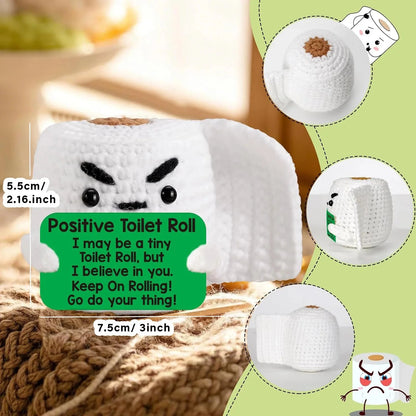 Positive Energy Duck Doll Hug Pocket Mini Handmade Plush Wool Knitting Dolls Funny Emotional Support Crochet Gift for Birthday Good Vibrations