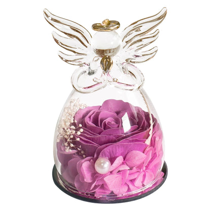 Gifts for Women Enchanted Soap Rose In Angel Glass Dome Eternal Artificial Flower Christmas Valentine's Day Gifts Wedding Supply Good Vibrations