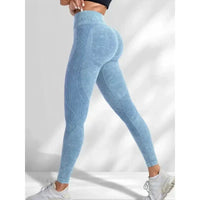 Women Seamless Gym High Waist Yoga Pants Hip Lifting Outdoor Sports Tight Waist Letter Sand Washed Pants Exercise Yoga Leggings Good Vibrations