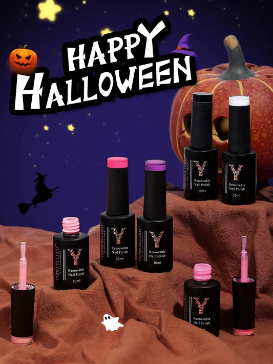 6 Colors Halloween Orange PINK Black Gel Nail Polish Set Black White Nail Gel Kit Soak Off UV LED Minicure DIY for Party Good Vibrations