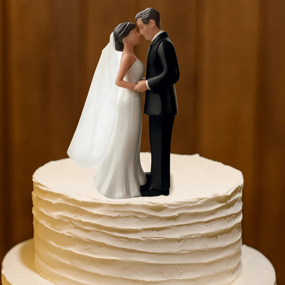 Anniversary Decoration Couple Wedding Cake Topper Elegant Creative Cake Toppers Dolls PVC White/Black Bride & Groom Figurines Good Vibrations