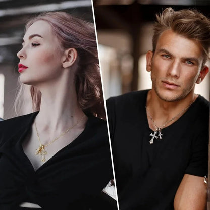 1pc Luxury Geometric Elegant Cross Necklace For Women Men Wedding Engagement Party Jewelry Accessories Good Vibrations