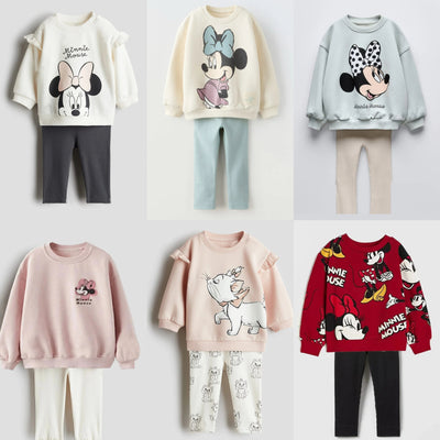 0-6Year Girls Long Sleeve Two Piece Set Autumn Costume Cartoon Round Neck Tops+Pants New Style Casual Loose Outfits For Kids