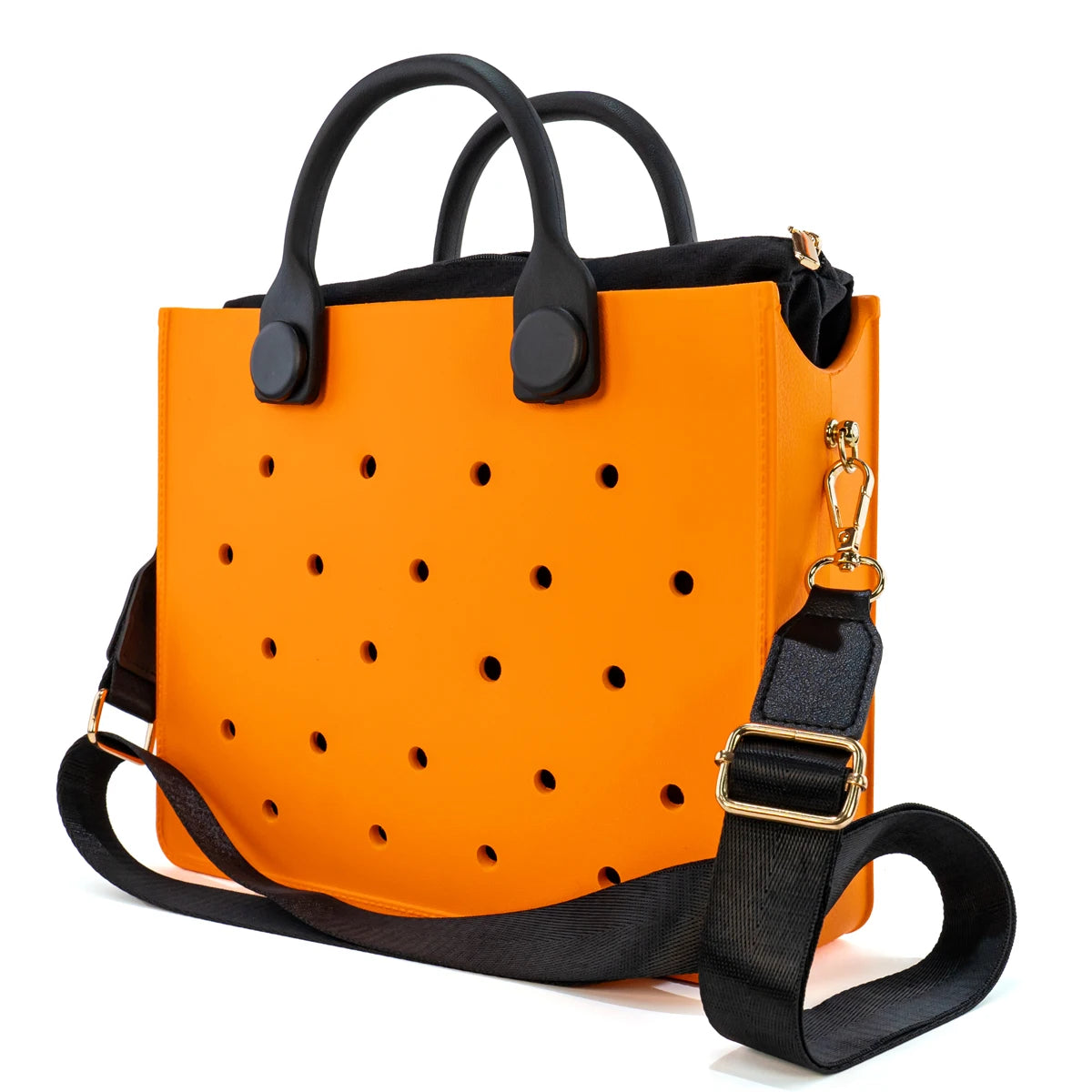 The orange guy Purple Women Fashion New EVA Punched Handbag Casual Waterproof Travel Tote Bag Fit Charms Outdoor Beach Bags Good Vibrations