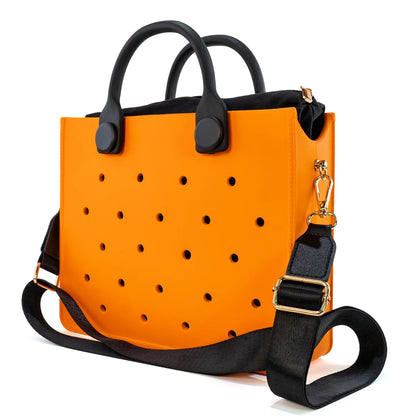 The orange guy Purple Women Fashion New EVA Punched Handbag Casual Waterproof Travel Tote Bag Fit Charms Outdoor Beach Bags Good Vibrations