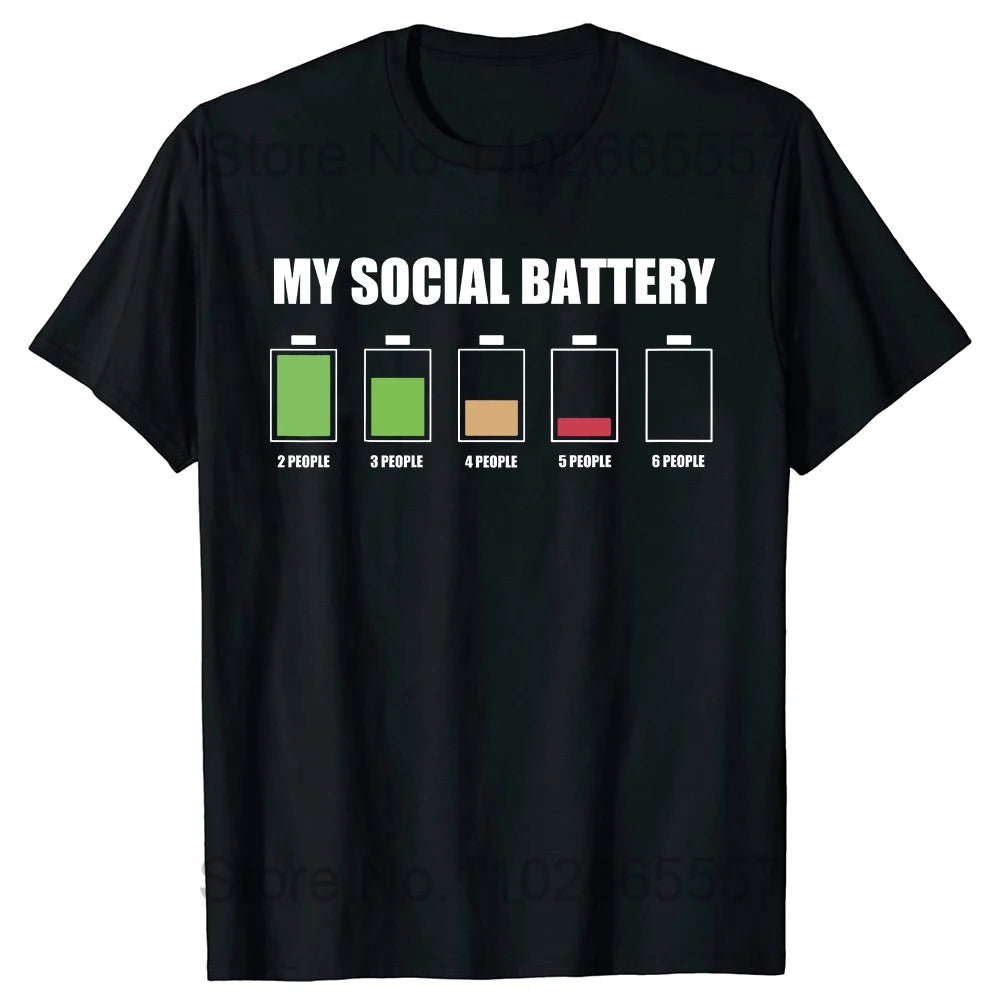 Introvert Logo T Shirt Funny Humor Introvers Joke T Shirts Summer Cotton Streetwear Humor Quotes Christmas Gifts T-shirt Good Vibrations
