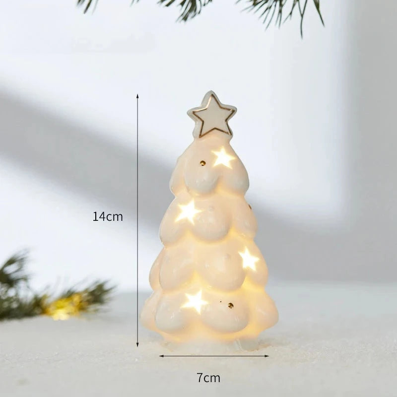 Christmas Ceramic Light Up Tree House Desktop Ornament Holiday Home Decor Tabletop Decoration Christmas Perfect Gift Idea Good Vibrations