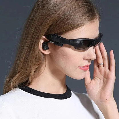 Stereo Earphones Wireless Headset with Mic Glasses Sunglasses for Driving Cycling Sports Noise Reduction Headphones Good Vibrations