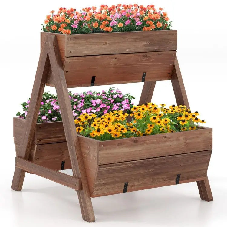Vertical Raised Garden Bed with 3 Wooden Planter Boxes for Flower Pots & Planters Good Vibrations