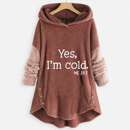 Letter Embroidered Patchwork Fleece Sweatshirt Autumn Winter Long Sleeve Loose Long Hoodie Coats Pocket Warm Plush Hoodie Tops Good Vibrations