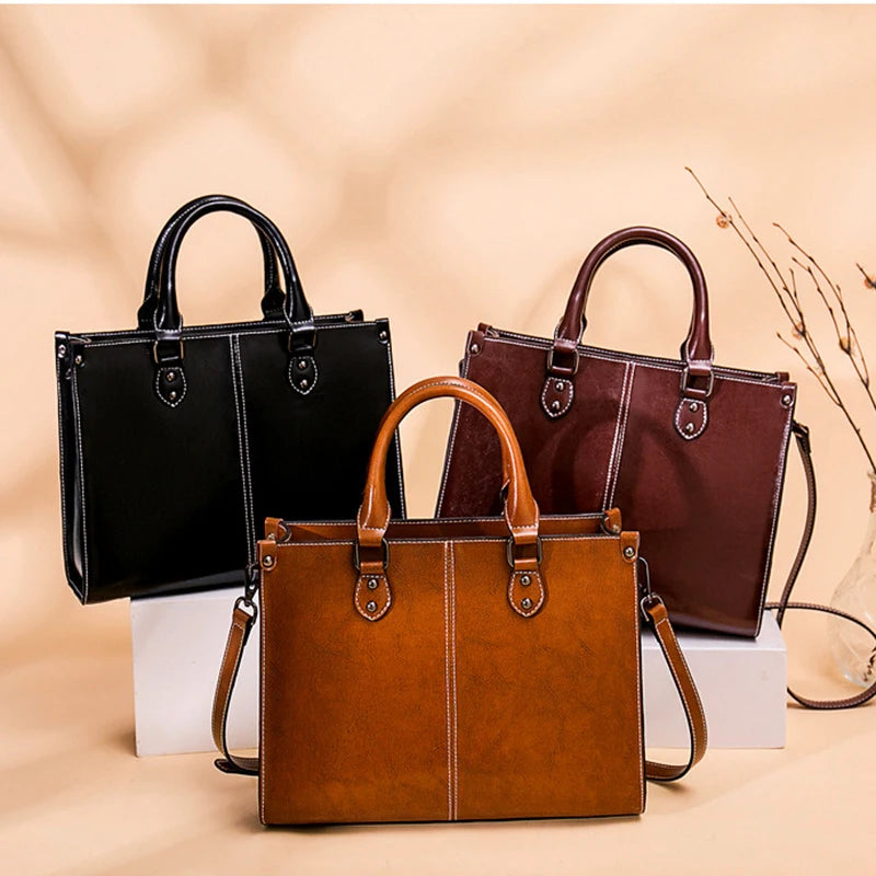 Women Handbag Cross body Shoulder Tote Bag Genuine Leather Shopping Fashion Office Female Real Cowhide Messenger Top Handle Bags Good Vibrations
